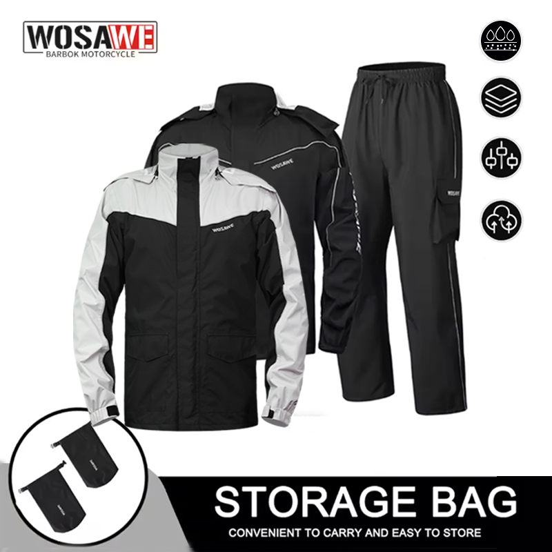 Cycling Rain Jacket Commute - WOSAWE Waterproof Motorcycle Raincoat Men Women