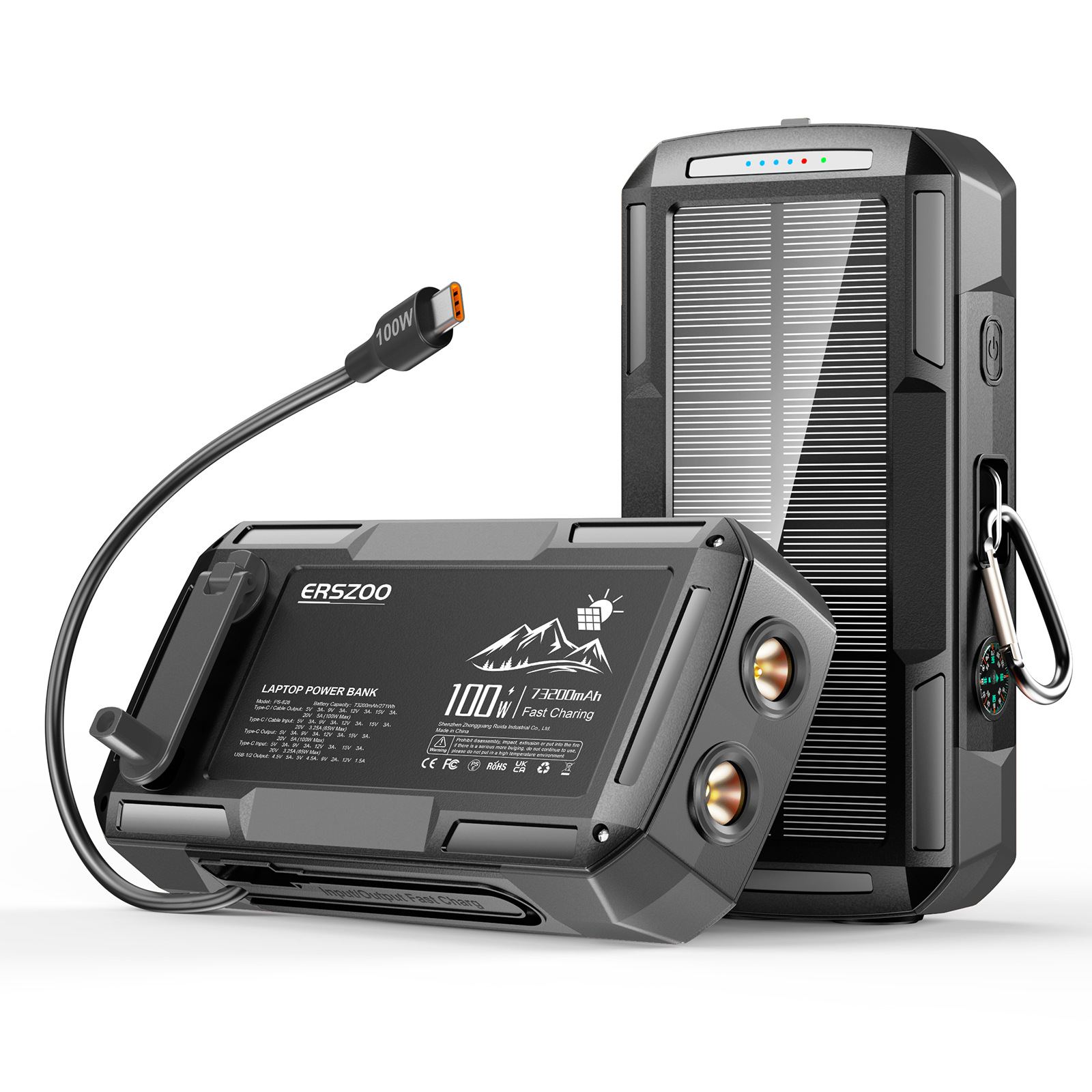 Usb Charger Dynamo - Solar Power Bank 73200mAh Hand Crank