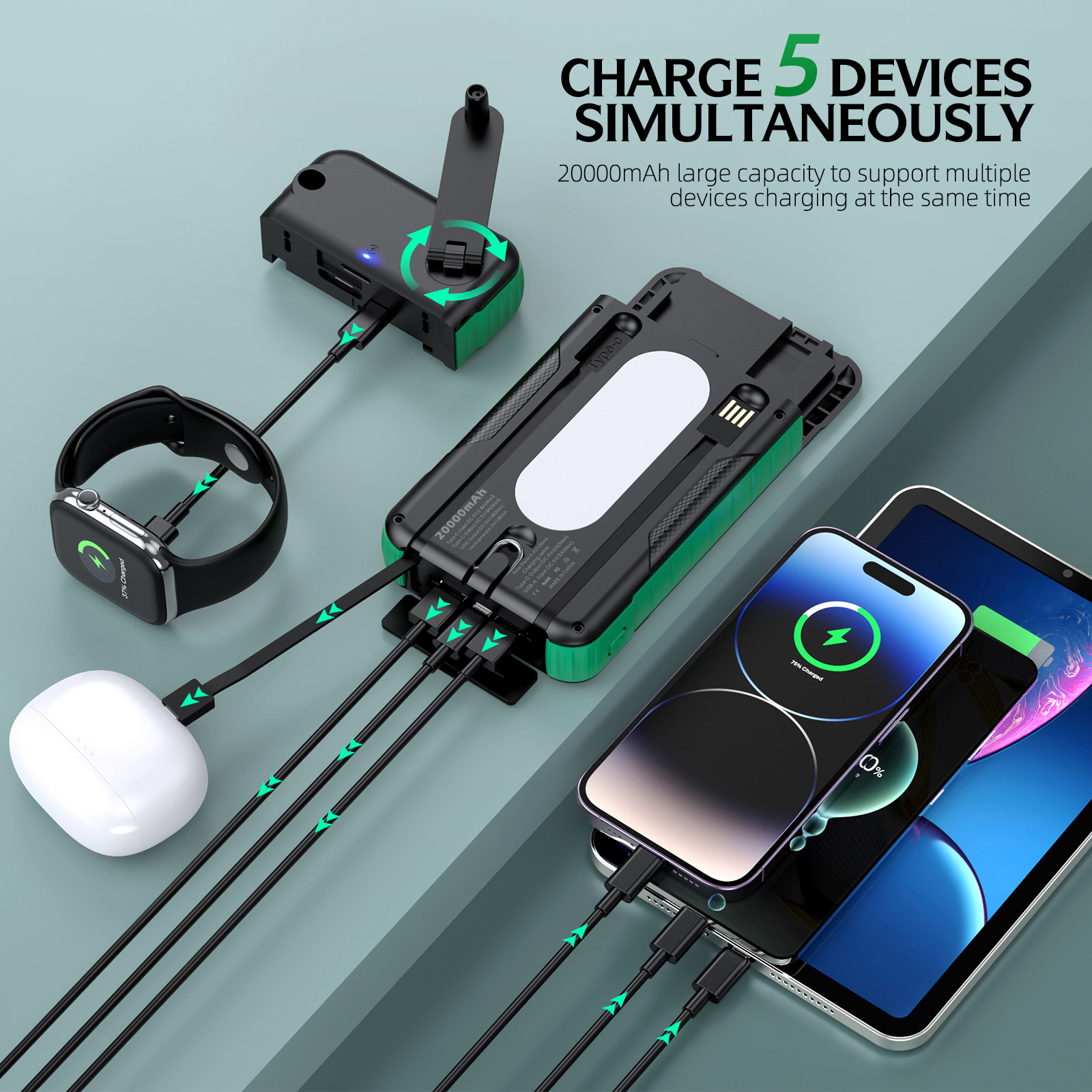 Hand Crank Solar Power Bank Ou - Usb Charger Dynamo recensione e prezzo