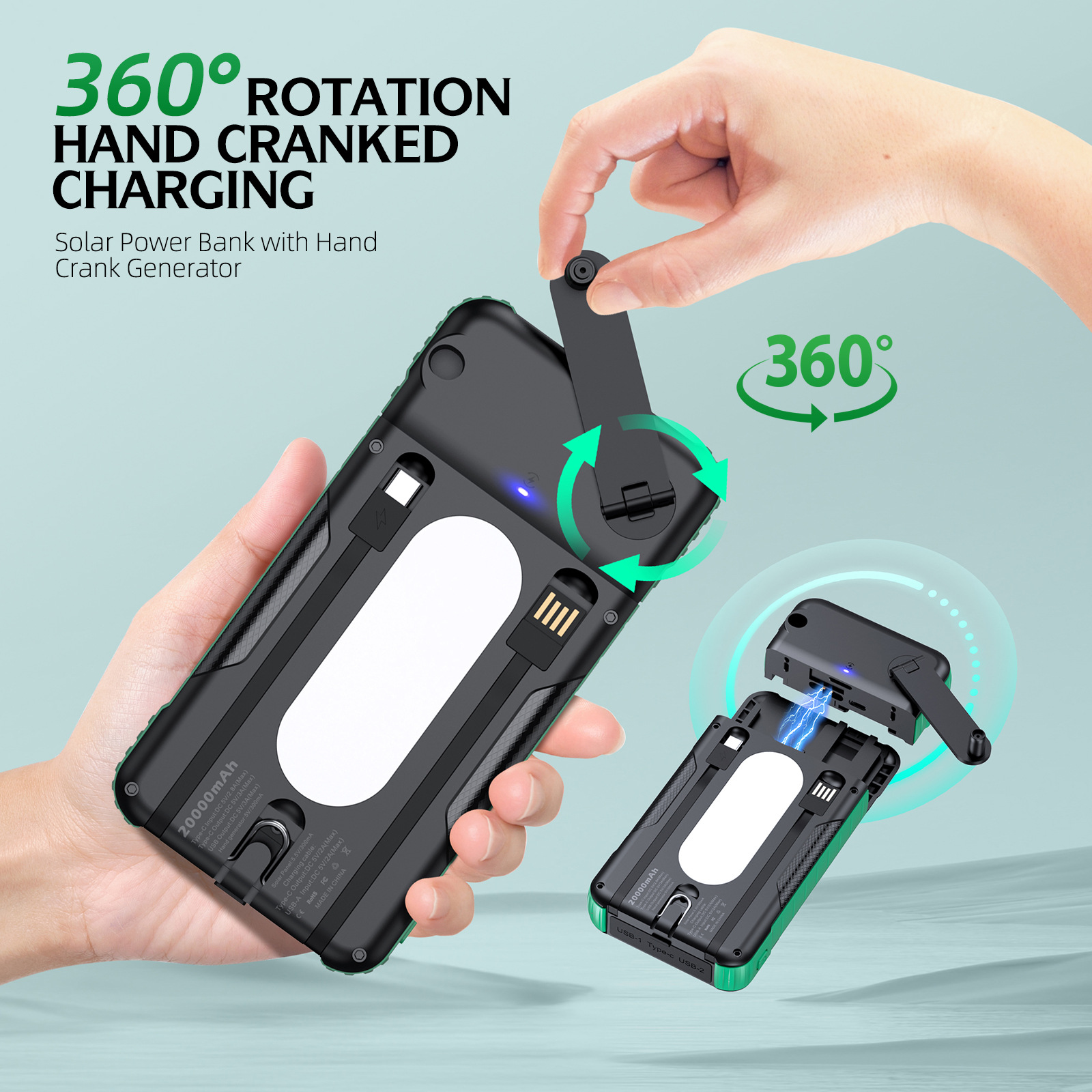 Hand Crank Solar Power Bank Ou - Usb Charger Dynamo recensione e prezzo