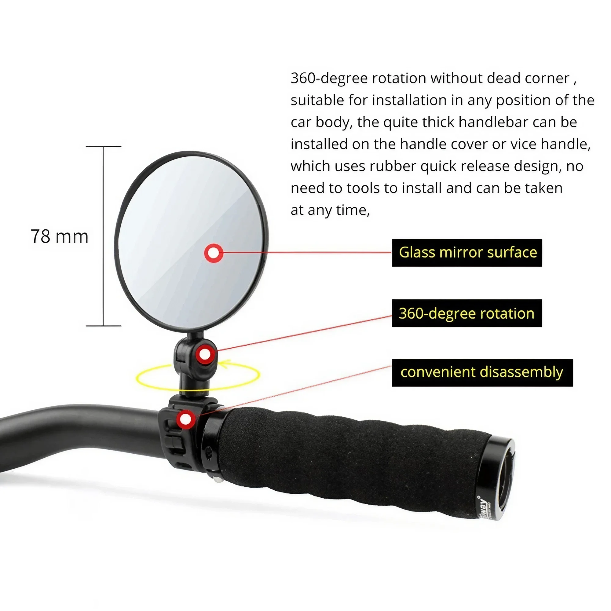 Adjustable Bike Handlebar Rear - Mirror Handlebar Convex recensione e prezzo