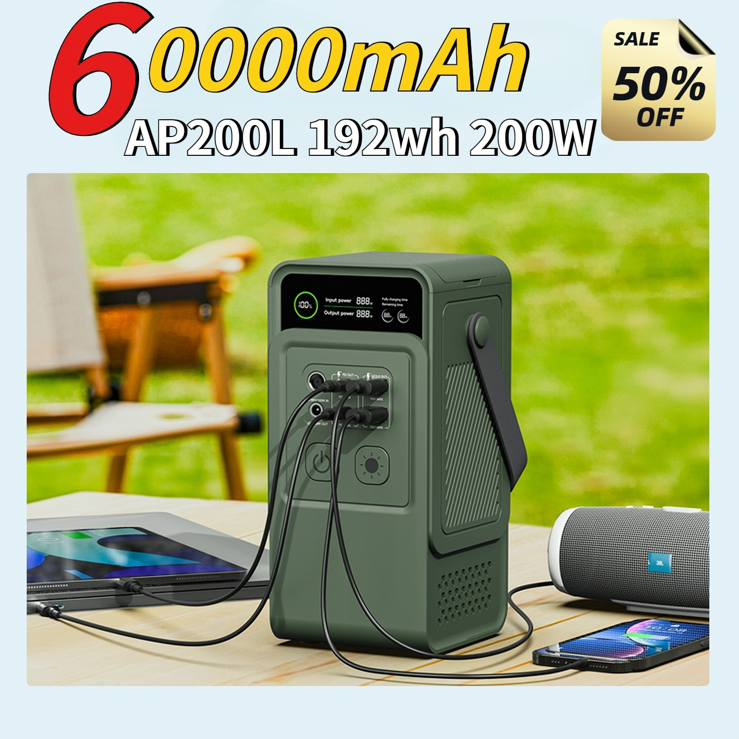 60000mAh 200W 192Wh Camping Po - Usb Charger Dynamo recensione e prezzo