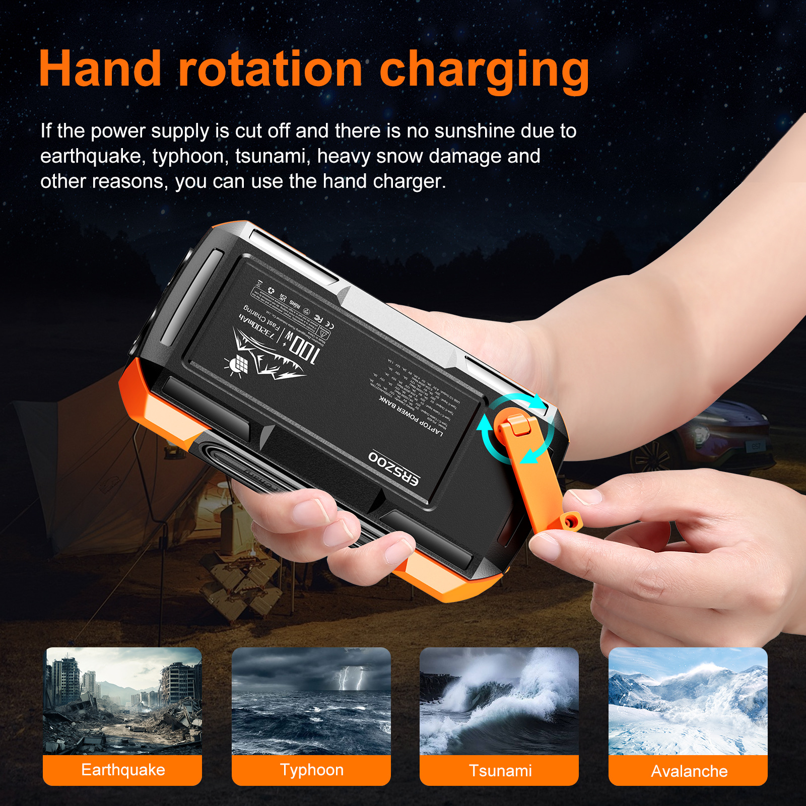 Solar Power Bank 73200mAh Hand - Usb Charger Dynamo recensione e prezzo